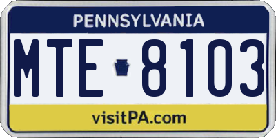 PA license plate MTE8103