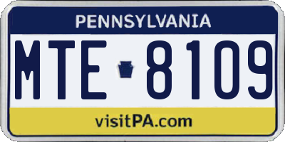 PA license plate MTE8109