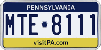 PA license plate MTE8111