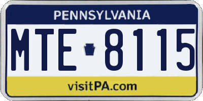 PA license plate MTE8115