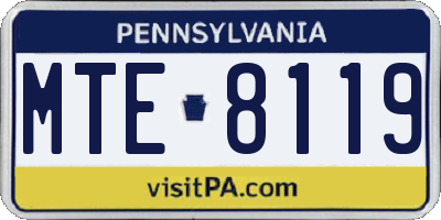 PA license plate MTE8119