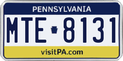 PA license plate MTE8131