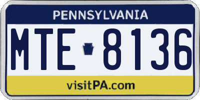 PA license plate MTE8136