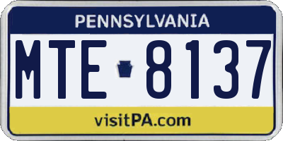 PA license plate MTE8137