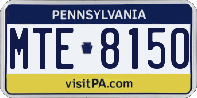 PA license plate MTE8150