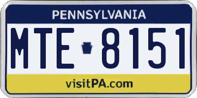 PA license plate MTE8151