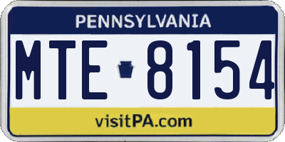 PA license plate MTE8154