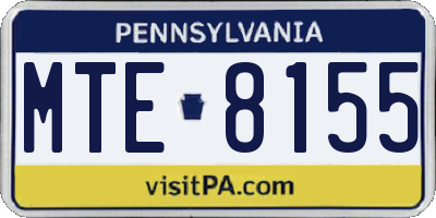 PA license plate MTE8155