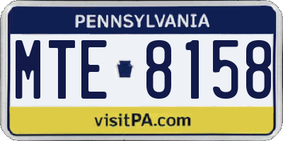 PA license plate MTE8158