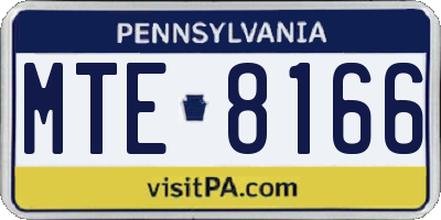 PA license plate MTE8166