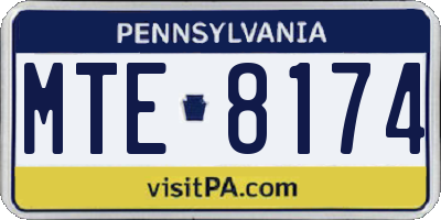 PA license plate MTE8174