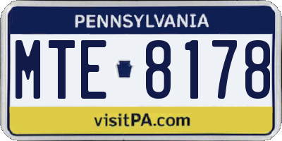 PA license plate MTE8178