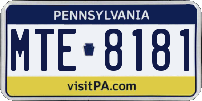 PA license plate MTE8181