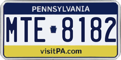 PA license plate MTE8182