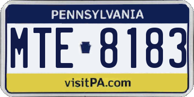 PA license plate MTE8183