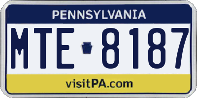 PA license plate MTE8187