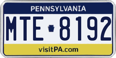 PA license plate MTE8192