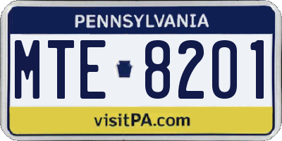 PA license plate MTE8201