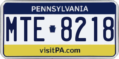 PA license plate MTE8218