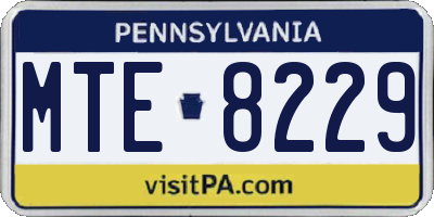 PA license plate MTE8229