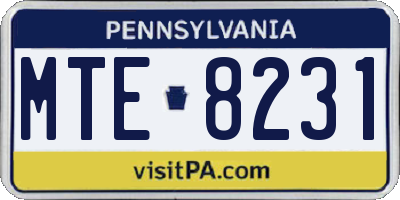 PA license plate MTE8231