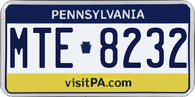 PA license plate MTE8232