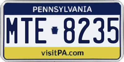 PA license plate MTE8235