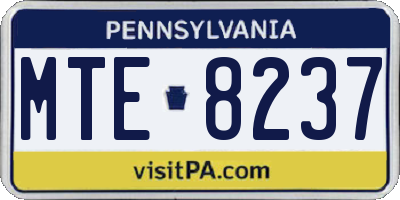 PA license plate MTE8237