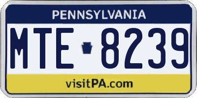 PA license plate MTE8239