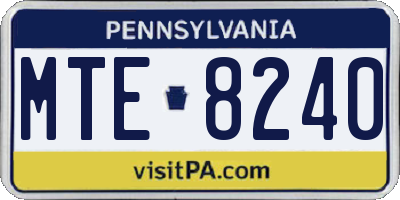 PA license plate MTE8240