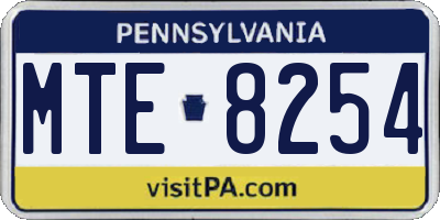PA license plate MTE8254