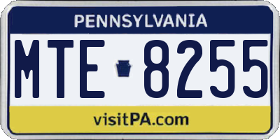 PA license plate MTE8255