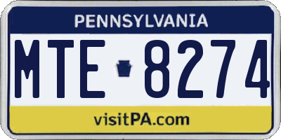 PA license plate MTE8274