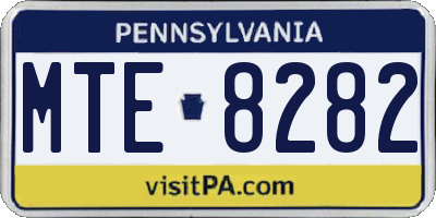 PA license plate MTE8282