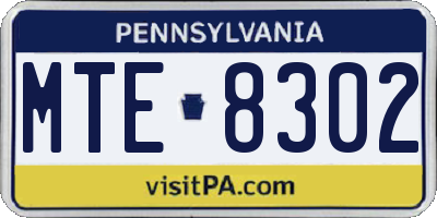 PA license plate MTE8302