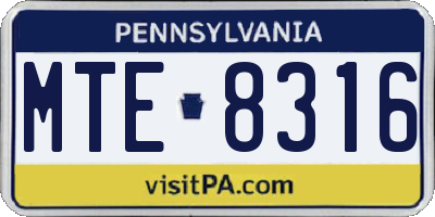 PA license plate MTE8316