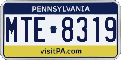 PA license plate MTE8319