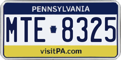 PA license plate MTE8325