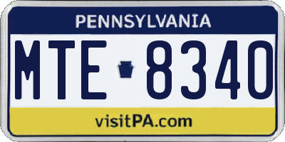 PA license plate MTE8340