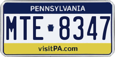 PA license plate MTE8347