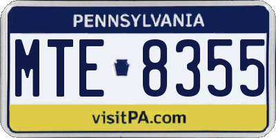 PA license plate MTE8355