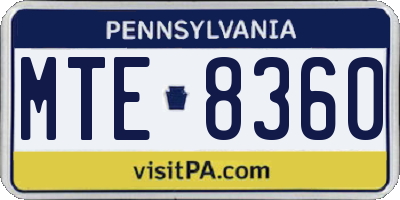 PA license plate MTE8360