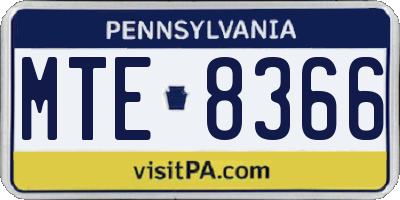 PA license plate MTE8366