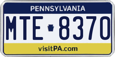 PA license plate MTE8370
