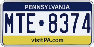 PA license plate MTE8374