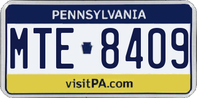 PA license plate MTE8409