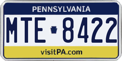 PA license plate MTE8422