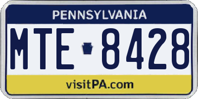 PA license plate MTE8428