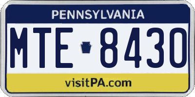 PA license plate MTE8430