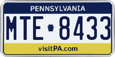 PA license plate MTE8433